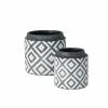 SULLIVANS Black Cement Flower Pots (Set of 2)