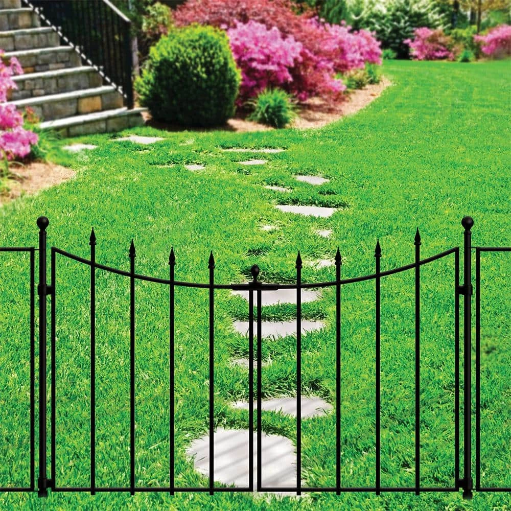 Vigoro Empire/Westbrook 28 in. Black Steel Decorative Fence Gate - Image 6