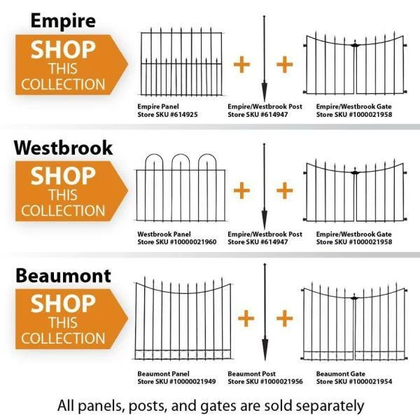 Vigoro Beaumont 53.3 in. x 3 in. x 3 in. Black Steel Fence Post and Stake (5-Pack) - Image 8