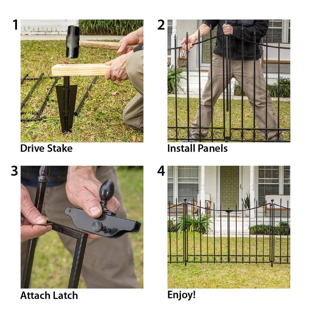 Vigoro Beaumont 53.3 in. x 3 in. x 3 in. Black Steel Fence Post and Stake (5-Pack) - Image 9