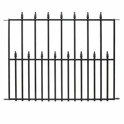 Vigoro Empire 30 in. x 36 in. Black Steel 3-Rail Fence Panel (4-Pack)