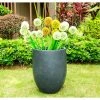 KANTE 21.7 in. H Round Charcoal Concrete/Fiberglass Indoor Outdoor Modern Tall Planter