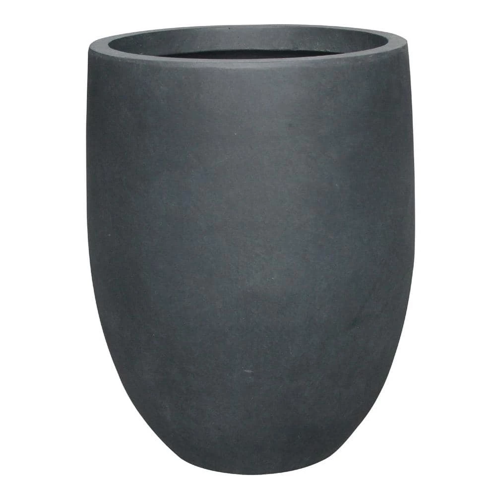 KANTE 21.7 in. H Round Charcoal Concrete/Fiberglass Indoor Outdoor Modern Tall Planter - Image 4