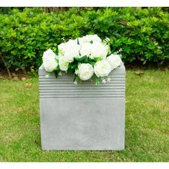 KANTE 15 in. W Square Natural Concrete/Fiberglass Indoor Outdoor Elegant Planter