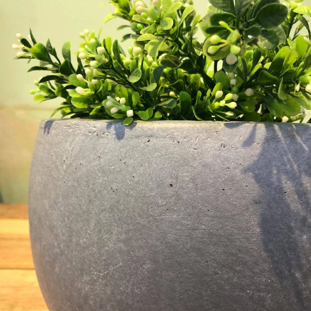 KANTE 12 in. W Round Slate Gray Concrete/Fiberglass Indoor Outdoor Modern Seamless Bowl Planter - Image 3