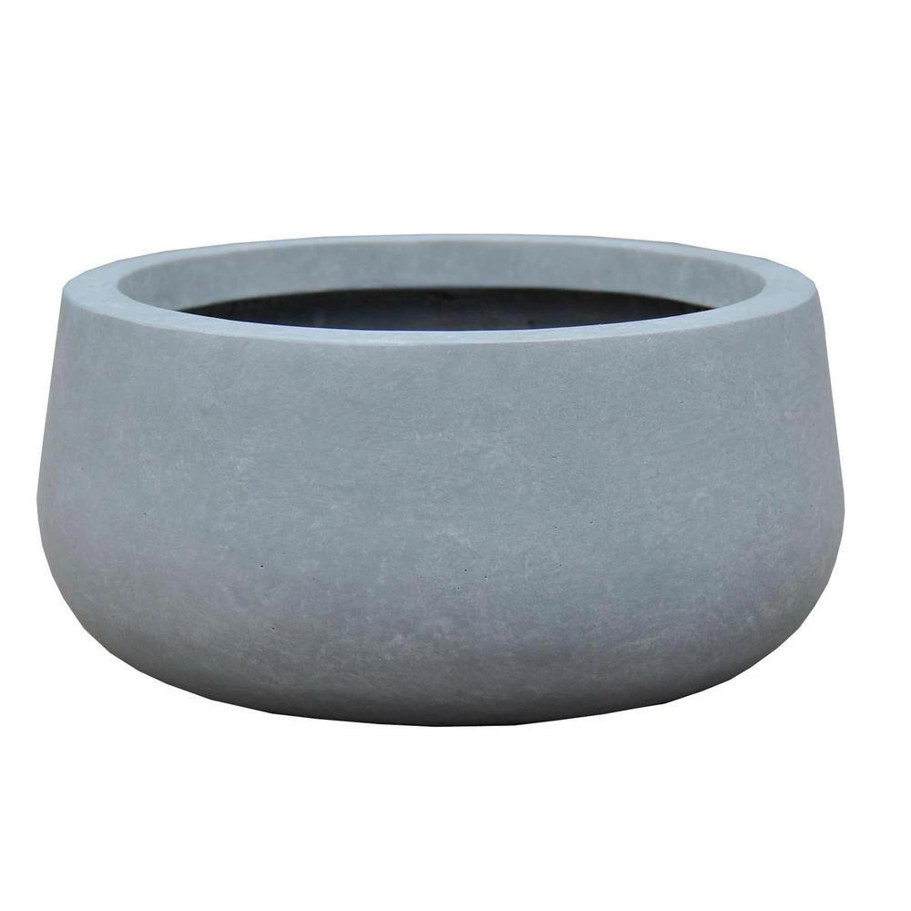 KANTE 20 in. W Round Slate Gray Lightweight Concrete/Fiberglass Indoor Outdoor Elegant Bowl Planter - Image 4